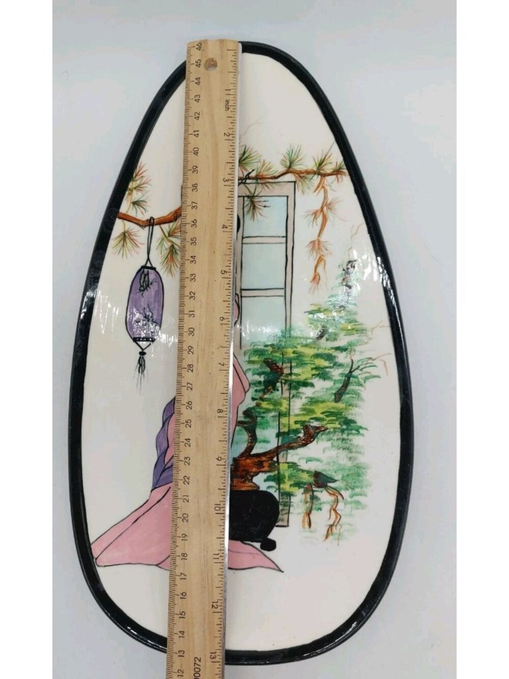 Chinese Geisha Girl Oblong Porcelain Plate Trinket Dish 13x8 - Picture 5 of 6
